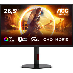 AOC G4 Q27G4ZDR monitor de ecrã 67,3 cm (26.5") 2560 x 1440 pixels Quad HD QD-OLED Preto, Vermelho