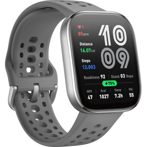 Amazfit Bip 6 Charcoal 5 cm (1.97") AMOLED Digital 390 x 450 pixels Ecrã táctil Prateado GPS