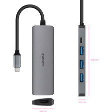 Nanocable 10.16.4605 base & duplicador de portas Com fios USB 3.2 Gen 1 (3.1 Gen 1) Type-C Cinzento