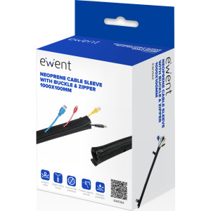 Ewent EW1562 organizador de cabos Universal Manga de cabo Preto 1 unidade(s)
