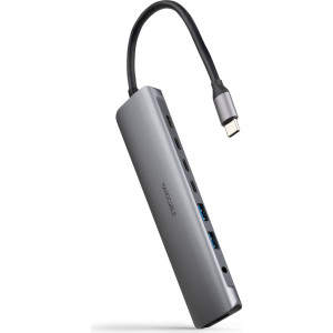 Nanocable 10.16.4608 base & duplicador de portas Com fios USB 3.2 Gen 1 (3.1 Gen 1) Type-C Cinzento