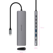 Nanocable 10.16.4608 base & duplicador de portas Com fios USB 3.2 Gen 1 (3.1 Gen 1) Type-C Cinzento