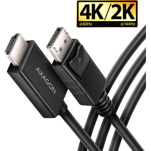 Axagon RVD-HI20C2 adaptador de cabo de vídeo 1,8 m DisplayPort HDMI Preto
