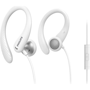 Philips TAA1105WT 00 auscultador Auscultadores Com fios Gancho de orelha, Intra-auditivo Desportos Branco
