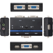 Nanocable 10.12.0001 chaveador KVM Montagem em prateleira Preto