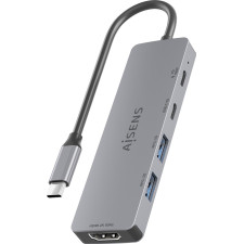 AISENS ASUC-5P028-GR base & duplicador de portas Com fios USB 3.2 Gen 1 (3.1 Gen 1) Type-C Cinzento
