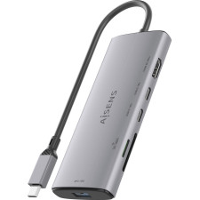 AISENS ASUC-6P029-GR base & duplicador de portas Com fios USB 3.2 Gen 1 (3.1 Gen 1) Type-C Cinzento