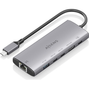 AISENS ASUC-6P030-GR base & duplicador de portas Com fios USB 3.2 Gen 1 (3.1 Gen 1) Type-C Cinzento