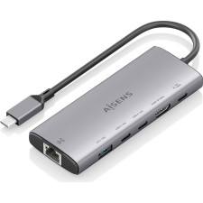 AISENS ASUC-6P030-GR base & duplicador de portas Com fios USB 3.2 Gen 1 (3.1 Gen 1) Type-C Cinzento