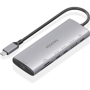 AISENS ASUC-7P031-GR base & duplicador de portas Com fios USB 3.2 Gen 1 (3.1 Gen 1) Type-C Cinzento