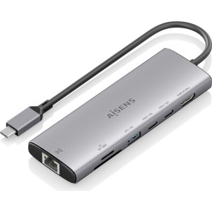 AISENS ASUC-7P032-GR base & duplicador de portas Com fios USB 3.2 Gen 1 (3.1 Gen 1) Type-C Cinzento