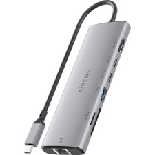 AISENS ASUC-7P032-GR base & duplicador de portas Com fios USB 3.2 Gen 1 (3.1 Gen 1) Type-C Cinzento
