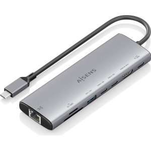 AISENS ASUC-8P033-GR base & duplicador de portas Com fios USB 3.2 Gen 1 (3.1 Gen 1) Type-C Cinzento