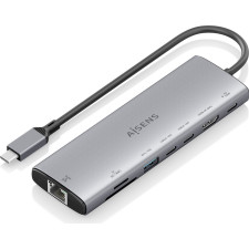 AISENS ASUC-8P033-GR base & duplicador de portas Com fios USB 3.2 Gen 1 (3.1 Gen 1) Type-C Cinzento
