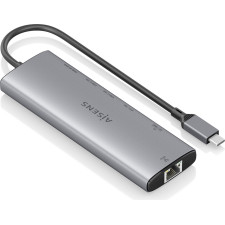 AISENS ASUC-8P033-GR base & duplicador de portas Com fios USB 3.2 Gen 1 (3.1 Gen 1) Type-C Cinzento