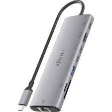 AISENS ASUC-8P033-GR base & duplicador de portas Com fios USB 3.2 Gen 1 (3.1 Gen 1) Type-C Cinzento