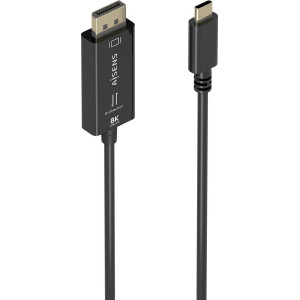 AISENS A109-0879 adaptador de cabo de vídeo 1,8 m USB Type-C DisplayPort Preto