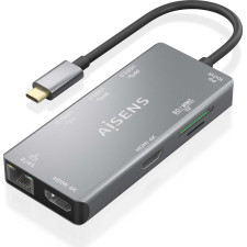 AISENS ASUC-9P018-GR base & duplicador de portas Com fios USB 3.2 Gen 1 (3.1 Gen 1) Type-C Cinzento