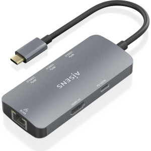 AISENS ASUC-6P019-GR base & duplicador de portas Com fios USB 3.2 Gen 1 (3.1 Gen 1) Type-C Cinzento