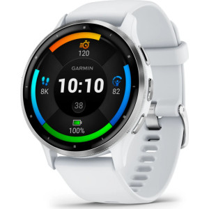 Garmin Venu 3 3,56 cm (1.4") AMOLED 45 mm Digital 454 x 454 pixels Ecrã táctil Prateado, Branco Wi-Fi GPS