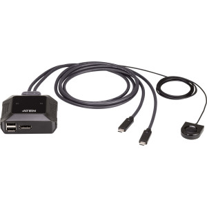 ATEN Switch KVM DisplayPort 4K USB-C de 2 portas com seletor remoto de porta