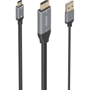 AISENS A109-0871 adaptador de cabo de vídeo 1,8 m HDMI + USB USB Type-C Preto