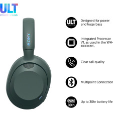 Sony WHULT900NH auscultador Auscultadores Com fios e sem fios Fita de cabeça Chamadas Música Bluetooth Verde