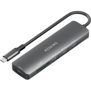 AISENS ASUC-6P024-GR base & duplicador de portas Com fios USB 3.2 Gen 1 (3.1 Gen 1) Type-C Cinzento