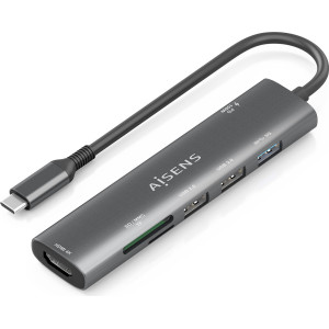 AISENS ASUC-7P027-GR base & duplicador de portas Com fios USB 3.2 Gen 1 (3.1 Gen 1) Type-C Cinzento