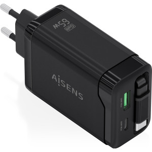 AISENS ASCH-65W3P071-BK carregador de dispositivos móveis Câmara digital, GPS, Telemóvel, Computador portátil, Smartphone,