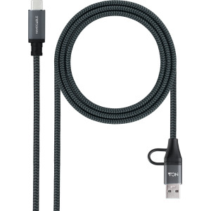 Nanocable Cabo USB 3.2 Gen2x2 20Gbps 5A 100W, USB-C+USB-A M a USB-C M, 1.5m
