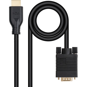 Nanocable 10.15.4602 adaptador de cabo de vídeo 1,8 m VGA (D-Sub) HDMI Preto