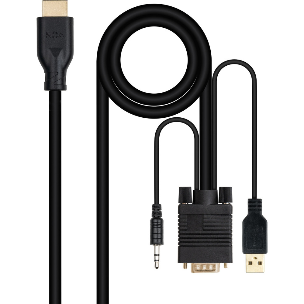 Nanocable 10.15.4612 adaptador de cabo de vídeo 1,8 m VGA (D-Sub) + 3.5mm + USB Type-A HDMI Preto Nanocable 10.15.4612 adaptador de cabo de vídeo 1,8 m VGA (D-Sub) + 3.5mm + USB Type-A HDMI Preto