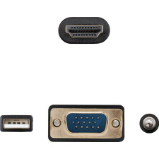 Nanocable 10.15.4612 adaptador de cabo de vídeo 1,8 m VGA (D-Sub) + 3.5mm + USB Type-A HDMI Preto
