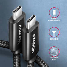 Axagon cabo USB USB4 Gen 3x2 0,5 m USB C Preto