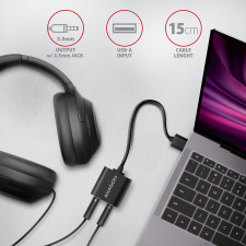 Axagon ADA-12 USB 2.0 Stereo Audio Mini-Adapter 15 cm Kabellänge - Kabel - Audio Multimedia 2.0 canais