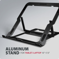 Axagon STND-LAB Laptop-Ständer, höhenverstellbar, faltbar, Aluminium Suporte para portáteis e tablets Preto 43,9 cm (17.3")