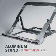 Axagon STND-LAG Laptop-Ständer, höhenverstellbar, faltbar, Aluminium Suporte para portáteis e tablets Cinzento 43,9 cm (17.3")