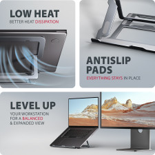 Axagon STND-LAG Laptop-Ständer, höhenverstellbar, faltbar, Aluminium Suporte para portáteis e tablets Cinzento 43,9 cm (17.3")