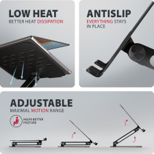 Axagon STND-LQB Laptop-Ständer, Doppelgelenk, höhenverstellbar, faltbar Suporte para portáteis e tablets Preto 43,9 cm (17.3")