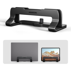 Axagon STND-VB Vertikaler Laptop-Ständer, einstellbare Breite, Aluminium Suporte para portáteis e tablets Preto 43,9 cm (17.3")