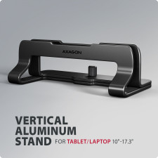 Axagon STND-VB Vertikaler Laptop-Ständer, einstellbare Breite, Aluminium Suporte para portáteis e tablets Preto 43,9 cm (17.3")