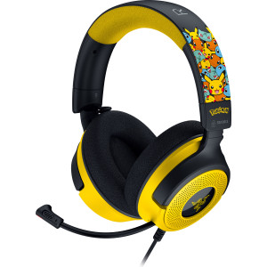 Razer Kraken V4 X Pokemon Auscultadores Com fios Fita de cabeça Jogos USB Type-C   USB Type-A Preto, Amarelo