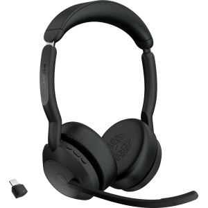 Jabra Evolve2 55 Auscultadores Sem fios Fita de cabeça Escritório Call center USB Type-C Bluetooth Suporte de carregamento Preto