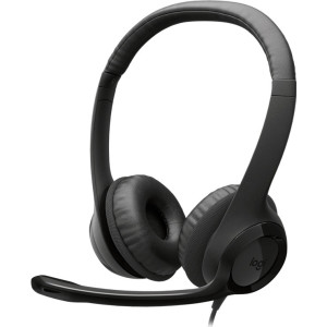 Logitech Headset com fios H390 para PC Portátil, auscultadores estéreo com microfone com eliminação de ruído, USB-A, controlos