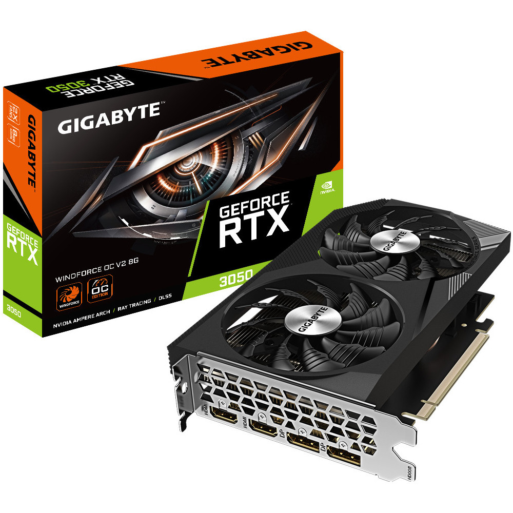 GIGABYTE GeForce RTX 3050 WINDFORCE OC V2 8G NVIDIA 8 GB GDDR6 GIGABYTE GeForce RTX 3050 WINDFORCE OC V2 8G NVIDIA 8 GB GDDR6