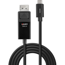 Lindy 43342 adaptador de cabo de vídeo 2 m USB Type-C DisplayPort Preto