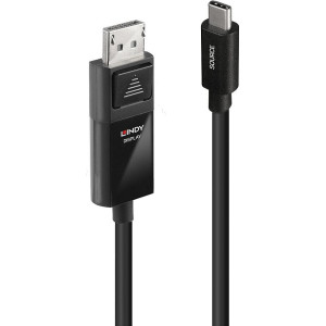 Lindy 43341 adaptador de cabo de vídeo 1 m USB Type-C DisplayPort Preto