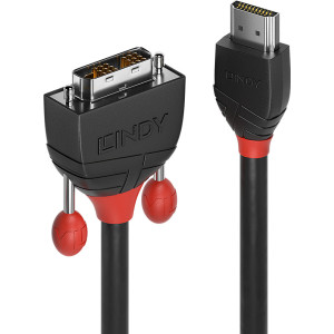 Lindy 36270 adaptador de cabo de vídeo 0,5 m HDMI Type A (Standard) DVI-D Preto