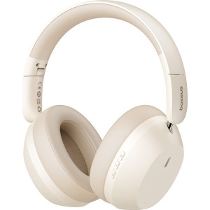 Baseus Bass 35 Max Auscultadores Com fios e sem fios Fita de cabeça Música USB Type-C Bluetooth Bege